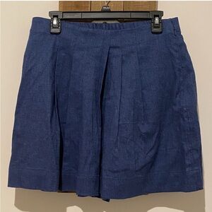 Banana Republic Blue Herringbone Linen Blend pleated Skort